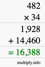 How to calculate 482 times 34 using long multiplication