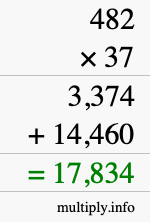 How to calculate 482 times 37 using long multiplication