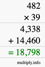 How to calculate 482 times 39 using long multiplication