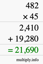 How to calculate 482 times 45 using long multiplication How to calculate 482 times 45 using long multiplication