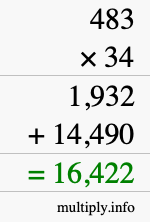 How to calculate 483 times 34 using long multiplication