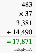 How to calculate 483 times 37 using long multiplication