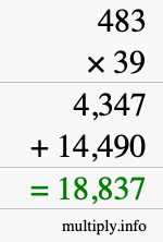 How to calculate 483 times 39 using long multiplication
