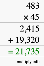 How to calculate 483 times 45 using long multiplication How to calculate 483 times 45 using long multiplication