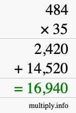 How to calculate 484 times 35 using long multiplication How to calculate 484 times 35 using long multiplication
