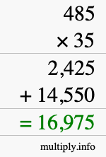 How to calculate 485 times 35 using long multiplication