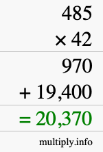 How to calculate 485 times 42 using long multiplication How to calculate 485 times 42 using long multiplication