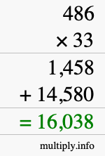 How to calculate 486 times 33 using long multiplication