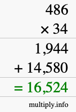 How to calculate 486 times 34 using long multiplication