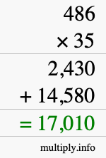 How to calculate 486 times 35 using long multiplication