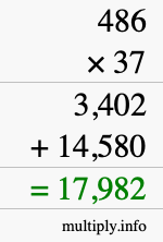 How to calculate 486 times 37 using long multiplication