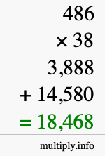 How to calculate 486 times 38 using long multiplication