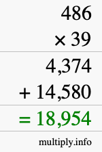 How to calculate 486 times 39 using long multiplication