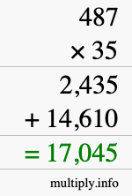 How to calculate 487 times 35 using long multiplication