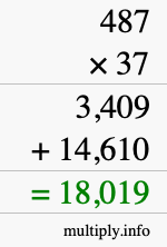 How to calculate 487 times 37 using long multiplication