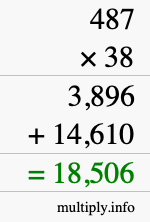 How to calculate 487 times 38 using long multiplication