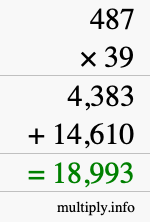 How to calculate 487 times 39 using long multiplication