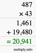 How to calculate 487 times 43 using long multiplication How to calculate 487 times 43 using long multiplication