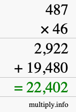 How to calculate 487 times 46 using long multiplication