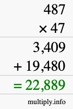 How to calculate 487 times 47 using long multiplication