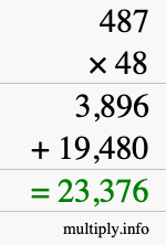 How to calculate 487 times 48 using long multiplication