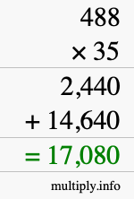 How to calculate 488 times 35 using long multiplication