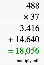 How to calculate 488 times 37 using long multiplication