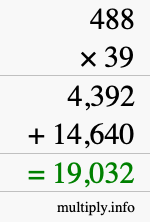 How to calculate 488 times 39 using long multiplication