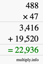 How to calculate 488 times 47 using long multiplication