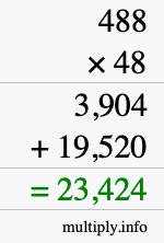 How to calculate 488 times 48 using long multiplication