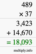 How to calculate 489 times 37 using long multiplication