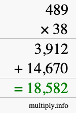 How to calculate 489 times 38 using long multiplication