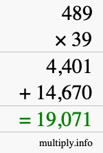 How to calculate 489 times 39 using long multiplication