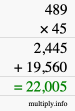 How to calculate 489 times 45 using long multiplication