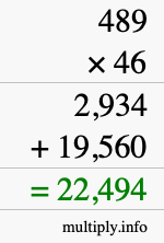 How to calculate 489 times 46 using long multiplication