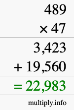 How to calculate 489 times 47 using long multiplication