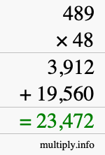 How to calculate 489 times 48 using long multiplication