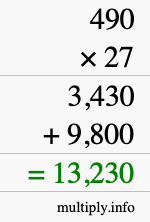 How to calculate 490 times 27 using long multiplication How to calculate 490 times 27 using long multiplication