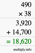 How to calculate 490 times 38 using long multiplication