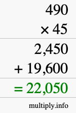 How to calculate 490 times 45 using long multiplication How to calculate 490 times 45 using long multiplication