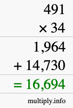How to calculate 491 times 34 using long multiplication How to calculate 491 times 34 using long multiplication