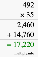 How to calculate 492 times 35 using long multiplication