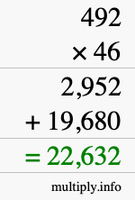 How to calculate 492 times 46 using long multiplication
