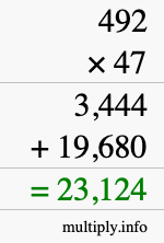 How to calculate 492 times 47 using long multiplication