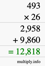 How to calculate 493 times 26 using long multiplication How to calculate 493 times 26 using long multiplication