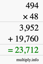 How to calculate 494 times 48 using long multiplication How to calculate 494 times 48 using long multiplication