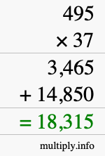 How to calculate 495 times 37 using long multiplication