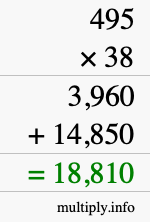 How to calculate 495 times 38 using long multiplication