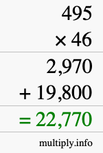 How to calculate 495 times 46 using long multiplication