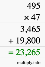 How to calculate 495 times 47 using long multiplication